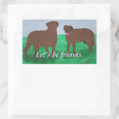 Lasst uns Freunde sein, zwei braune Hunde, die auf Rechteckiger Aufkleber (Tasche)