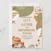 Lasst uns Friendsgiving Potluck Thanksgiving samme Einladung (Vorderseite)