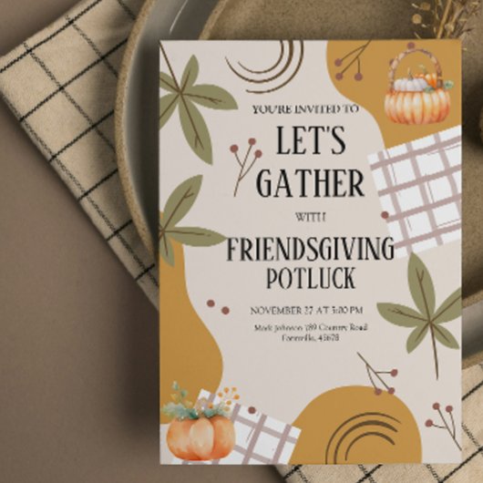 Lasst uns Friendsgiving Potluck Thanksgiving samme Einladung