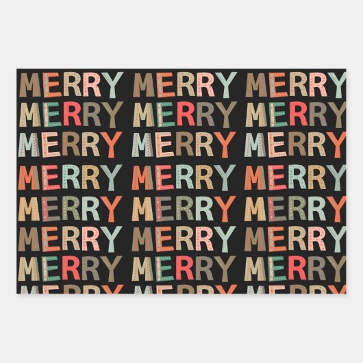 Lasst uns frohe dekorative funky Schriftart Weihna Geschenkpapier Set (Vorderseite 2)