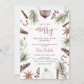 Lasst uns frohe rustikales Weihnachtsfest Brautpar Einladung (Vorderseite)