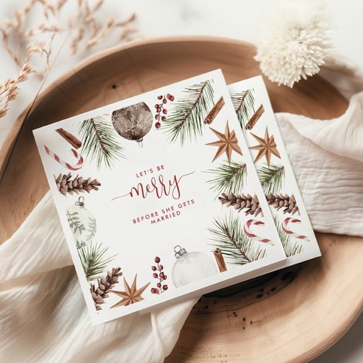 Lasst uns frohe rustikales Weihnachtsfest Brautpar Serviette