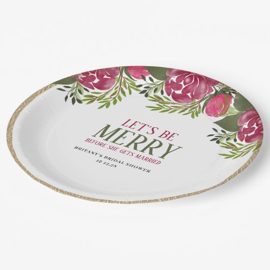 Lasst uns frohe Weihnachten-Brautparty Pappteller (Schrägansicht)