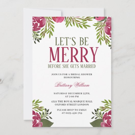 Lasst uns frohe Weihnachts-Bridal-Dusche Einladung (Vorderseite)