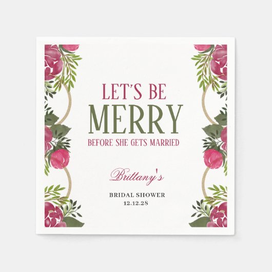 Lasst uns frohe Weihnachts-Bridal-Dusche Einladung Serviette (Vorderseite)