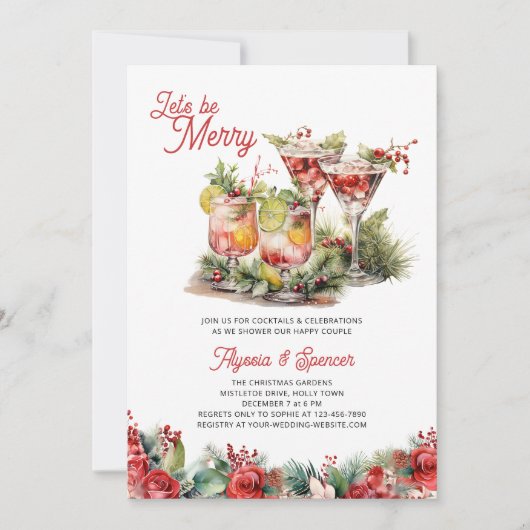 Lasst uns frohe Weihnachts-Cocktails Polterabend Einladung (Vorderseite)