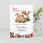 Lasst uns frohe Weihnachts-Cocktails Polterabend Einladung (Stehend Vorderseite)