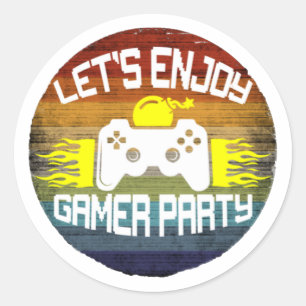 LASST UNS GAMER-PARTY GENIESSEN - GAMING-NERD RUNDER AUFKLEBER