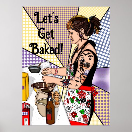 Lasst uns gebackenen Pop Art Tattoo Lady Backen Poster (Vorne)