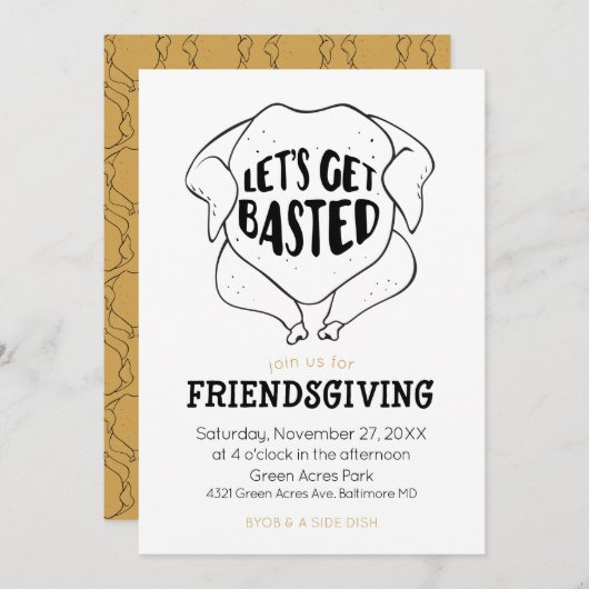 Lasst uns gebastelte Freundinnen einladen Einladung (Vorne/Hinten)