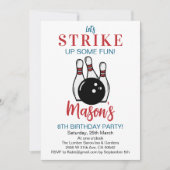 Lasst uns Geburtstag Spaß machen Bowling Einladung (Vorderseite)
