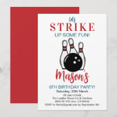 Lasst uns Geburtstag Spaß machen Bowling Einladung (Vorne/Hinten)