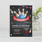 Lasst uns Geburtstag Spaß machen Bowling Einladung (Stehend Vorderseite)