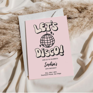 Lasst uns Geburtstags-Disco-Rosa-Party Einladung