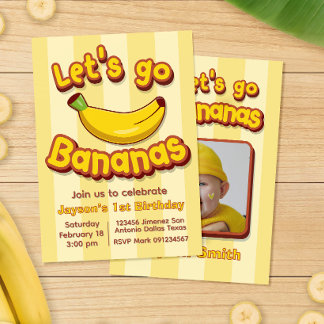 Lasst uns gehen Banana Geburtstagseinladung Einladung