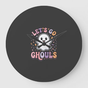 Lasst uns gehen, Geister, süßes Halloween-Gespenst Große Wanduhr