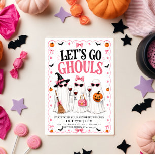 Lasst uns gehen, Ghouls Pink Halloween-Party Einladung