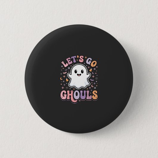 Lasst uns gehen, Ghule Süße Halloween-Geist Grafik Button (Vorderseite)