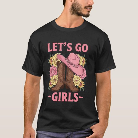 Lasst uns gehen Mädchen T-Shirts Retro Rodeo Weste (Vorderseite)