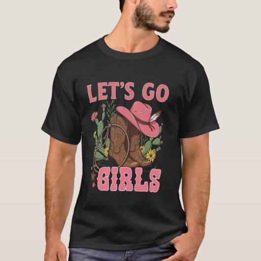 Lasst uns gehen Mädchen T-Shirts Retro Rodeo Weste (Vorderseite)