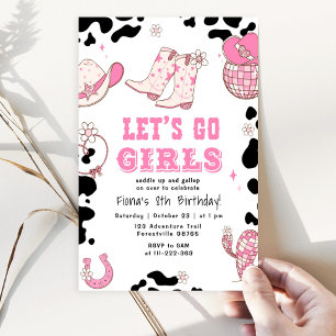 Lasst uns gehen Mädchen Western-Cowgirl-Geburtstag Einladung