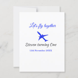 Lasst uns gemeinsam fliegen erster Geburtstag Flug Postkarte