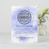 Lasst uns gemeinsam GRILLEN Blue Housewarming Mode Einladung (Stehend Vorderseite)