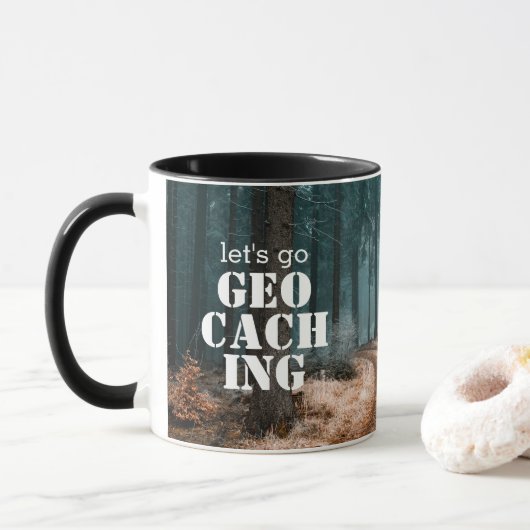 Lasst uns Geocaching Woods & Trail Geocacher Gesch Tasse (Mit Donut)