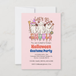 Lasst uns Ghouls gehen, Retro Pink Halloween Einladung