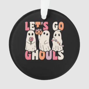 Lasst uns Ghouls Groovy Geist mit Vintage-Blumen g Ornament