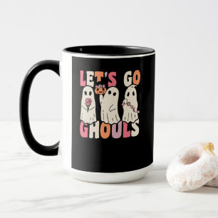 Lasst uns Ghouls Groovy Ghost mit Vintagen Blume g Tasse
