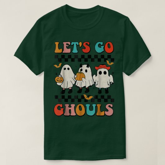 Lasst uns Ghouls Groovy Retro Spooky Season Ghost  T-Shirt (Design vorne)