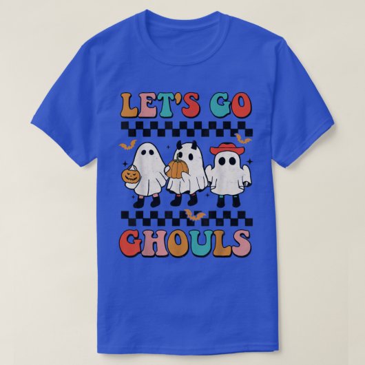 Lasst uns Ghouls Groovy Retro Spooky Season Ghost T-Shirt (Design vorne)