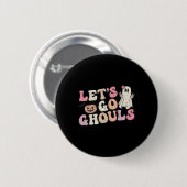 Lasst uns Ghouls Halloween Retro Ghost Pumpkin Wom Button (Vorne & Hinten)