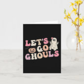 Lasst uns Ghouls Halloween Retro Ghost Pumpkin Wom Karte (Gelbe Blume)