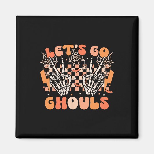 Lasst uns Ghouls Halloween Skeleton Kostüm Retro G Magnet (Vorne)