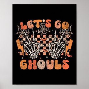 Lasst uns Ghouls Halloween Skeleton Kostüm Retro G Poster