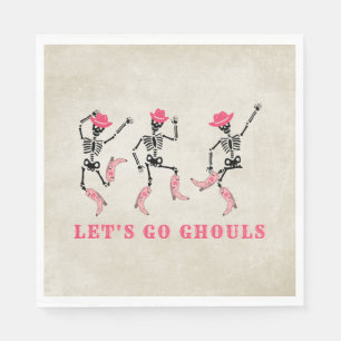 Lasst uns Ghouls Halloween Skelette Pink Cowgirl g Serviette