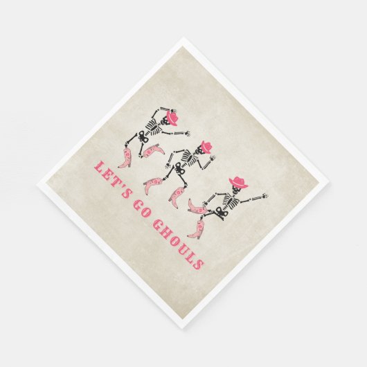 Lasst uns Ghouls Halloween Skelette Pink Cowgirl g Serviette (Ecke)