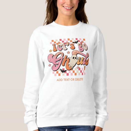 Lasst uns Ghouls Niedlich Pink Ghost Groovy Hallow Sweatshirt (Vorderseite)