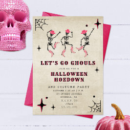 Lasst uns Ghouls Skeleton Pink Halloween-Party geh Einladung