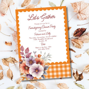 Lasst uns Gingham Friendsgiving Erntedankfest feie Einladung