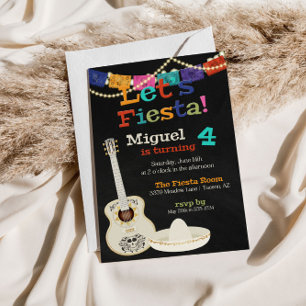 Lasst uns Gitarre-Geburtstags-Einladung zur Fiesta Einladung