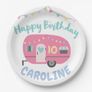Lasst uns Glamping feiern Mädchen Happy Birthday P Pappteller