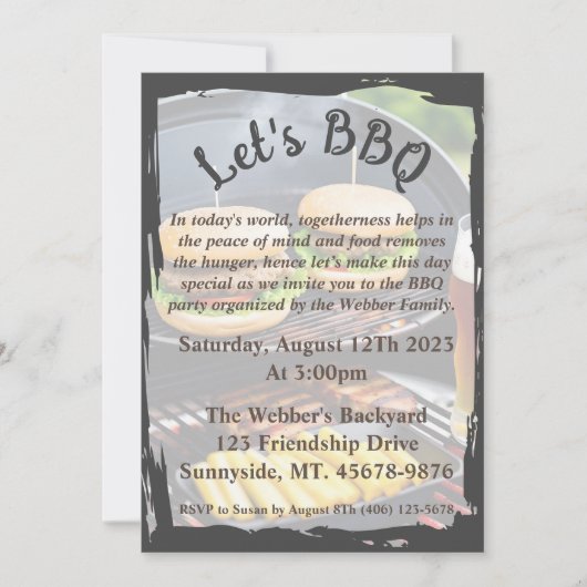 Lasst uns GRILLEN Flat Invitation 12x18 Card Einladung (Vorderseite)