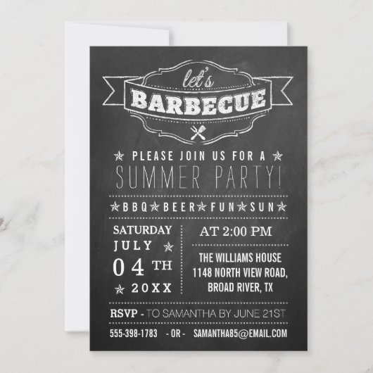 Lasst uns GRILLEN machen! Karton Typografie Summer Einladung (Vorderseite)