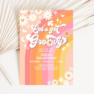 Lasst uns groovy Daisy Hippie Geburtstag feiern Einladung