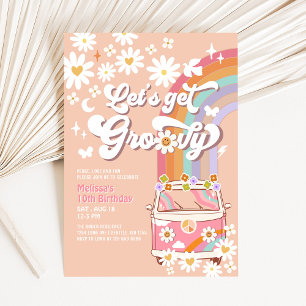 Lasst uns Groovy Pink Groovy Van Daisy Geburtstag  Einladung