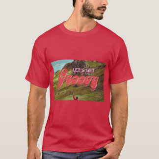 Lasst uns Groovy Retro 70er Berg Reisender Fotogra T-Shirt