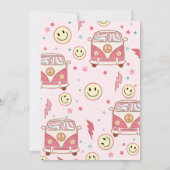 Lasst uns Groovy Retro Boho Daisy Rainbow zum Gebu Einladung (Rückseite)